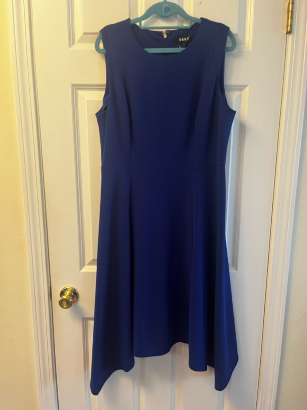 DKNY Sleeveless Midi Dress in Cobalt Blue